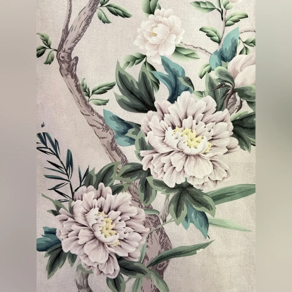 Callisto Velvet Floral Crane Drapers Back Top Grey 2 Window Curtain Panels 38x96
